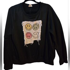 BiBi Black Sweater with Smiley Patch